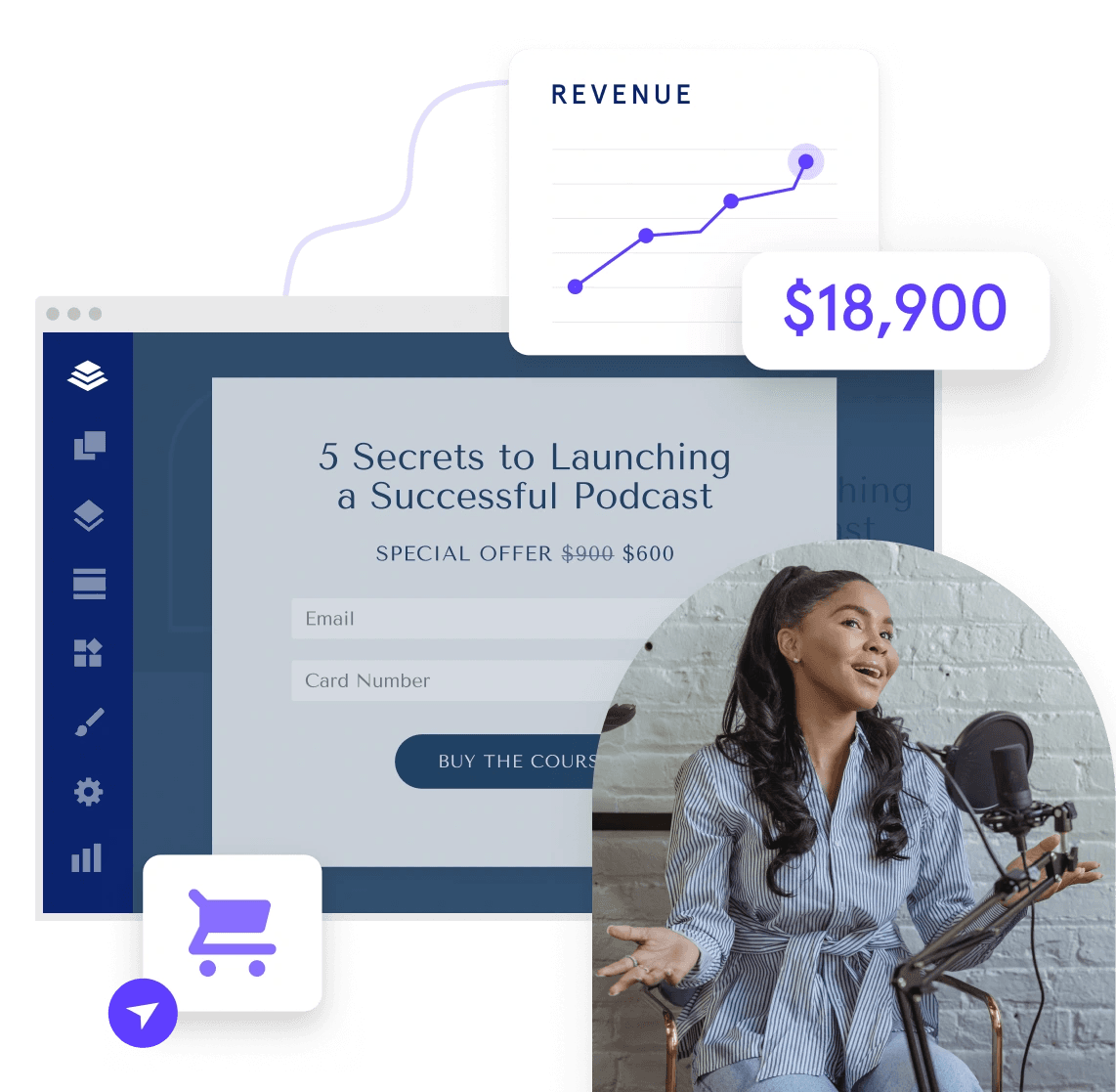 revenue growth graph and payment form for promoting paid services