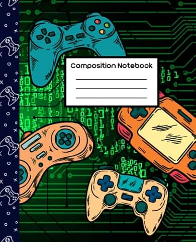 Composition Notebook: Video Game Design Composition Book, Wide-Ruled Lined Paper Journal for Kids, Teens and Adults