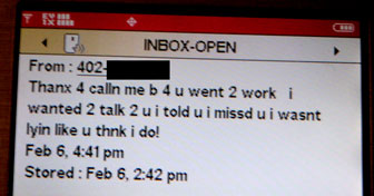 Wrong Number SMS Text Message saying 'Thanx 4 calln me b 4 u went 2 work i wanted 2 talk 2 u i told u i missed u i wasnt lyin like u thnk i do!