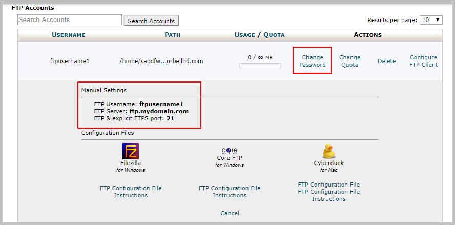 Configure FTP Client from cPanel Configure FTP Client from cPanel