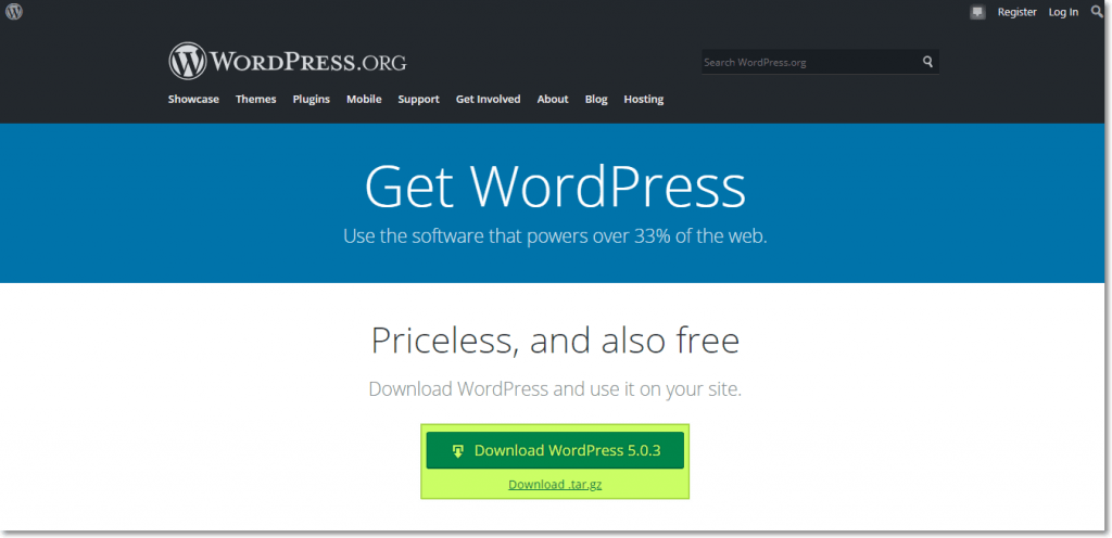 Downloading the WordPress from Official Web Downloading the WordPress from Official Web