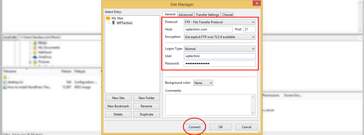 FTP Site Manager Site Information FTP Site Manager Site Information