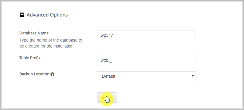 Installing WordPress using Softacolous Advanced Options Installing WordPress using Softacolous Advanced Options