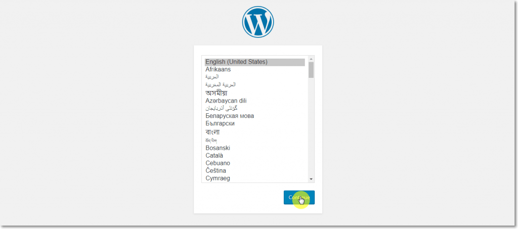 WordPress Installation Page