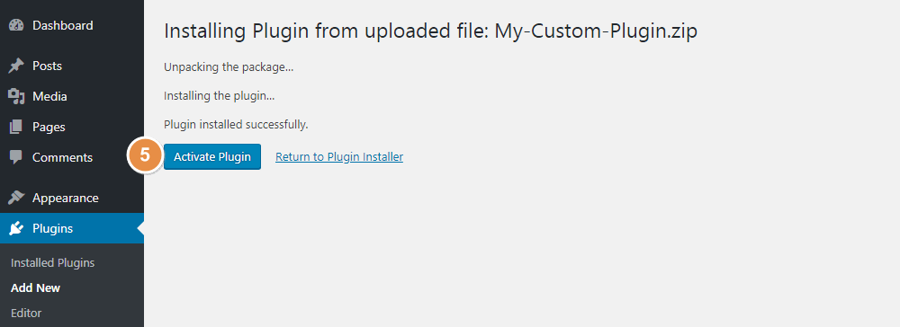 WordPress Plugin Installation Successful WordPress Plugin Installation Successful