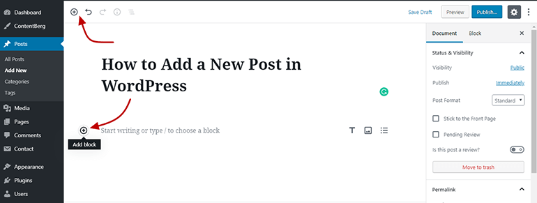 WP Block Editor Add Post Content WP Block Editor Add Post Content