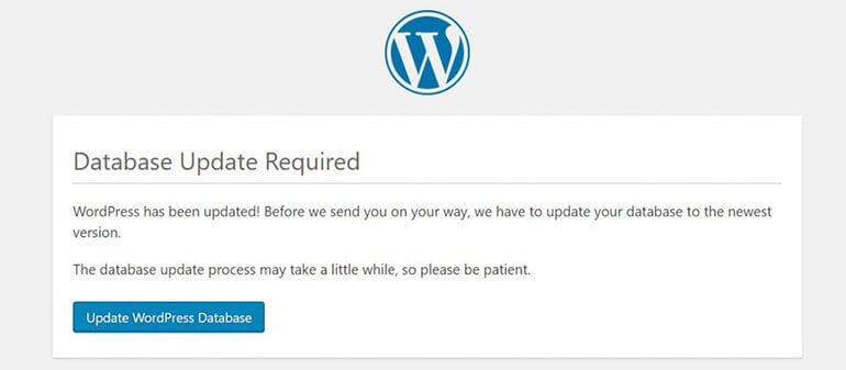 WordPress Database Update Required WordPress Database Update Required