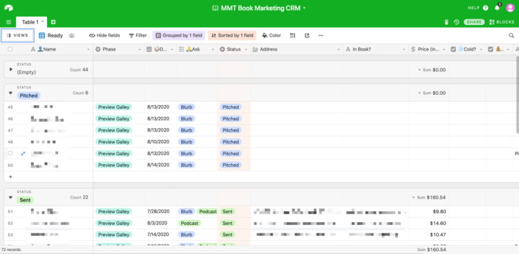 airtable spreadsheet