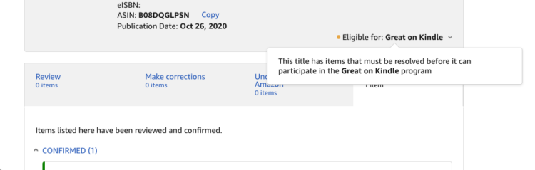 great on kindle eligibility notification