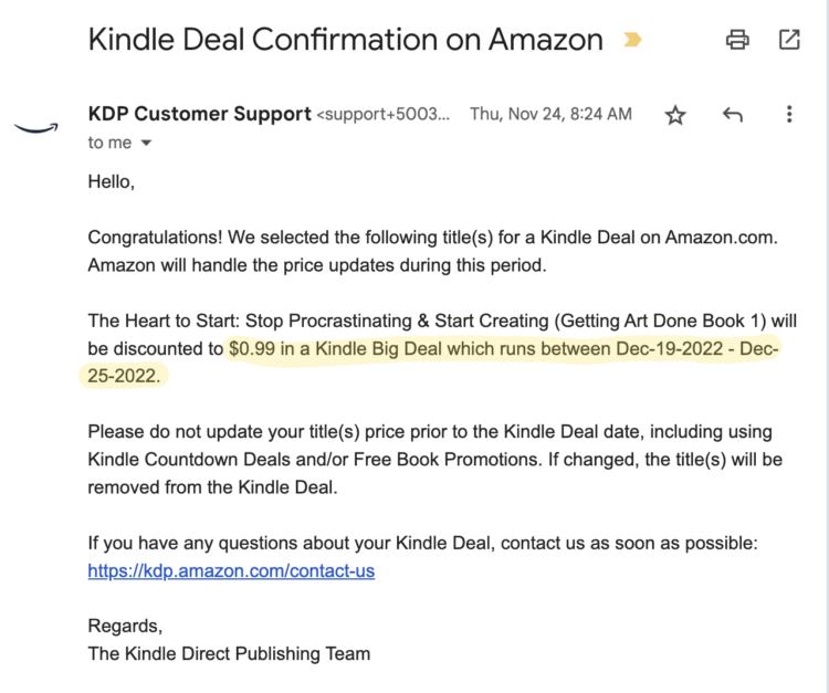 kindle big deal email