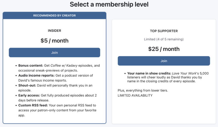 david kadavy patreon levels