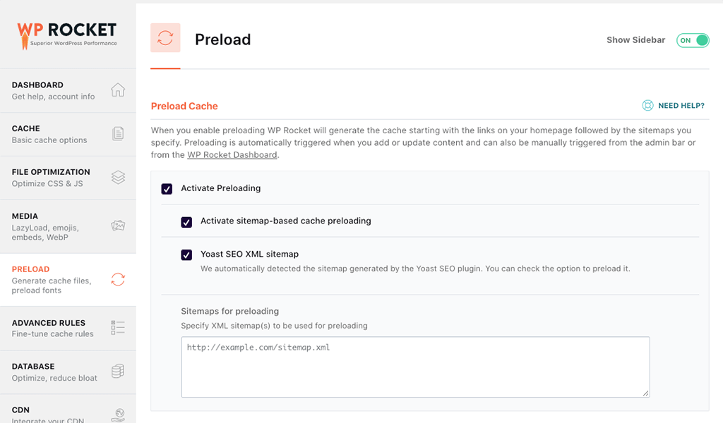 WP Rocket Preload SS