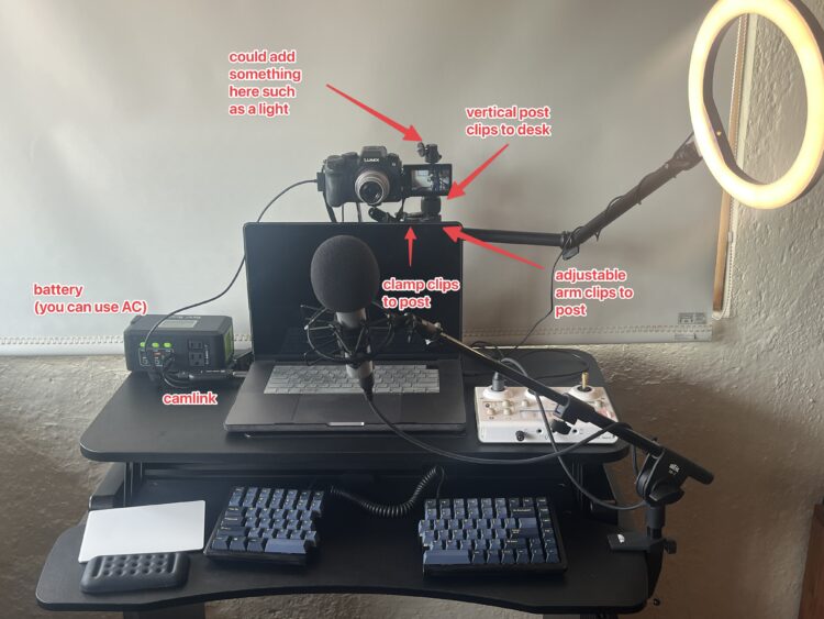 My video conferencing lighting setup when facing my desk